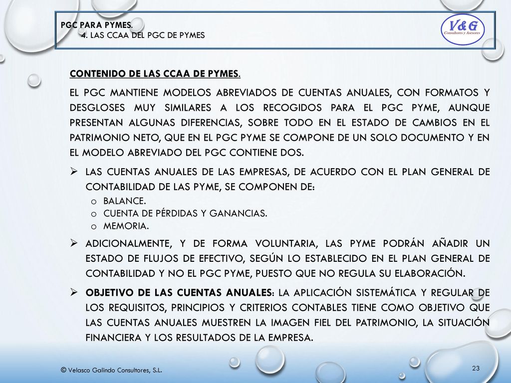 PGC para PYMES. 4. Las CCAA del PGC de PYMES