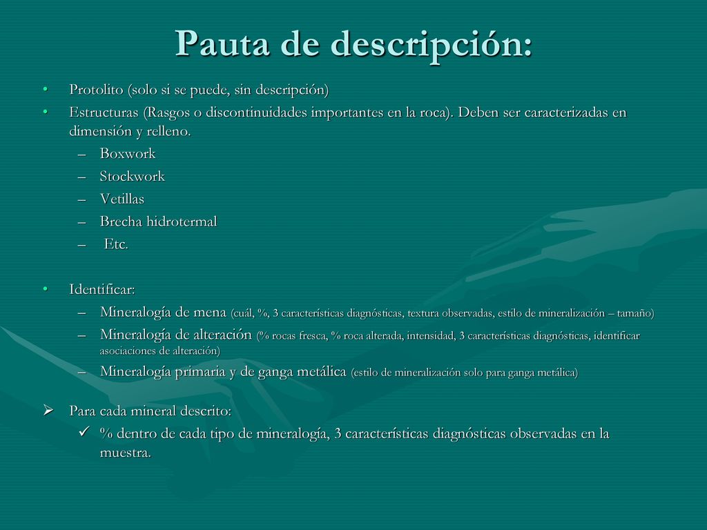 Pauta de descripción: Protolito (solo si se puede, sin descripción)