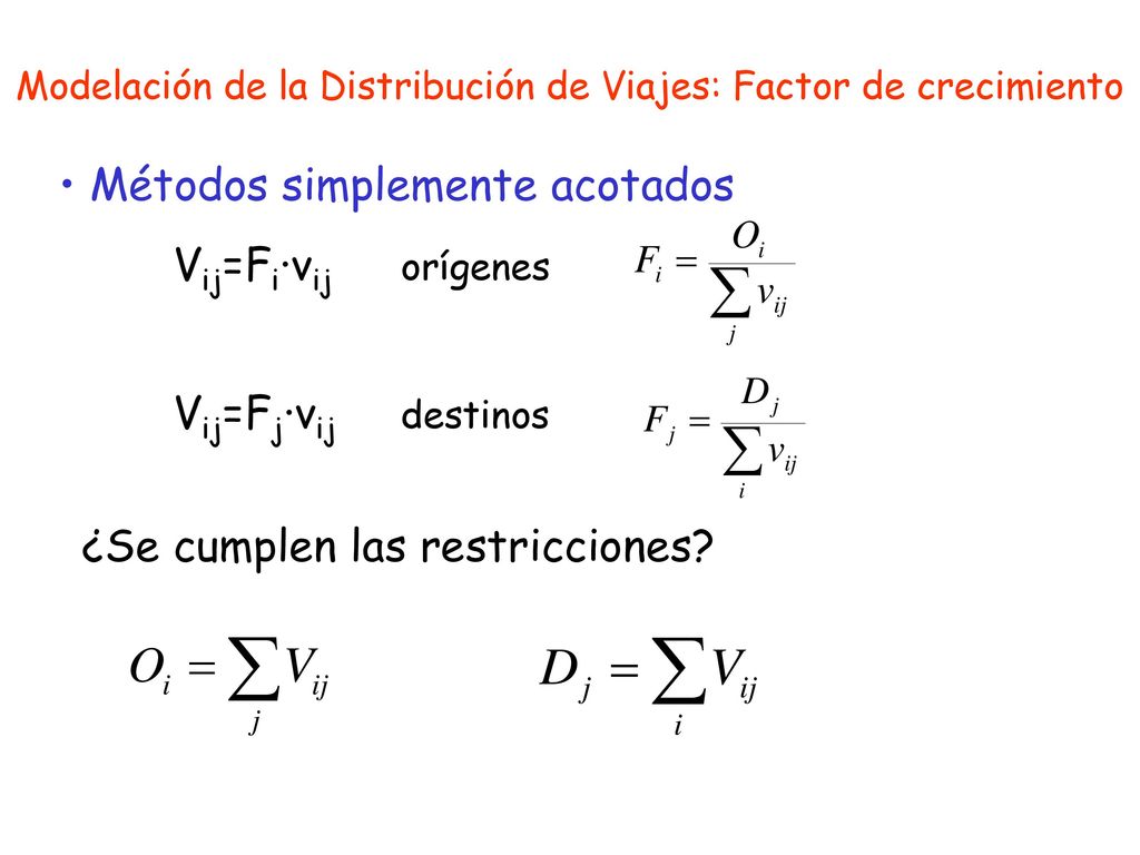 Modelación de la Distribución de Viajes: Factor de crecimiento