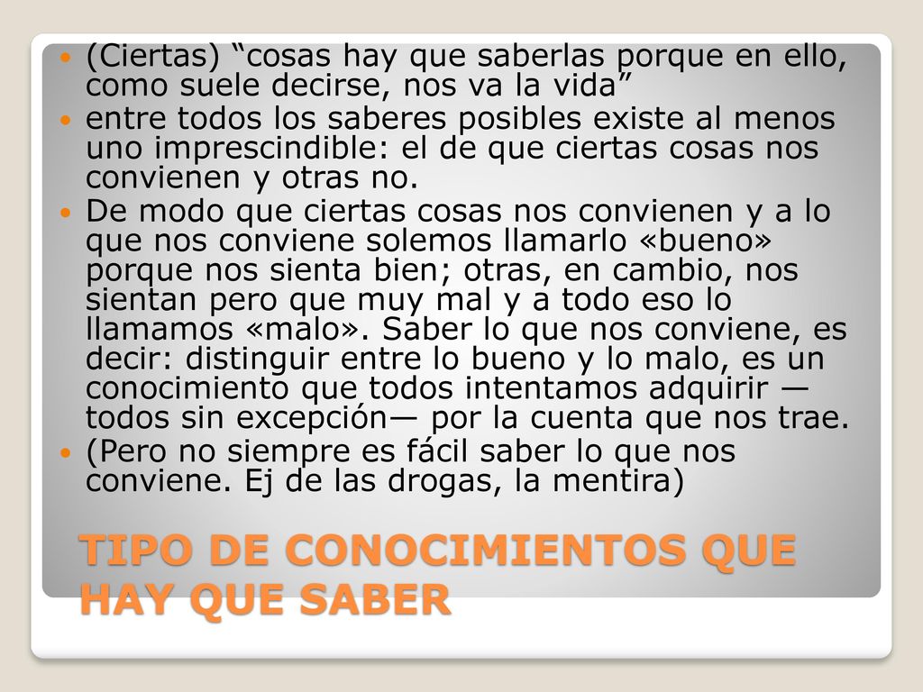 TIPO DE CONOCIMIENTOS QUE HAY QUE SABER