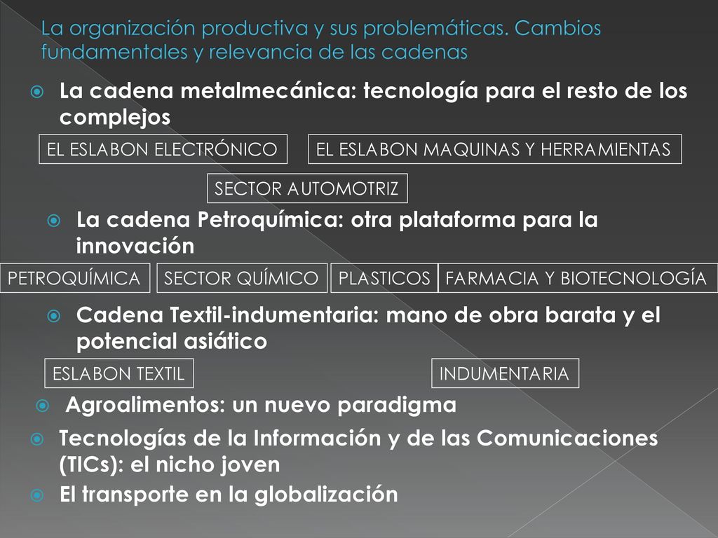 La cadena metalmecánica: tecnología para el resto de los complejos