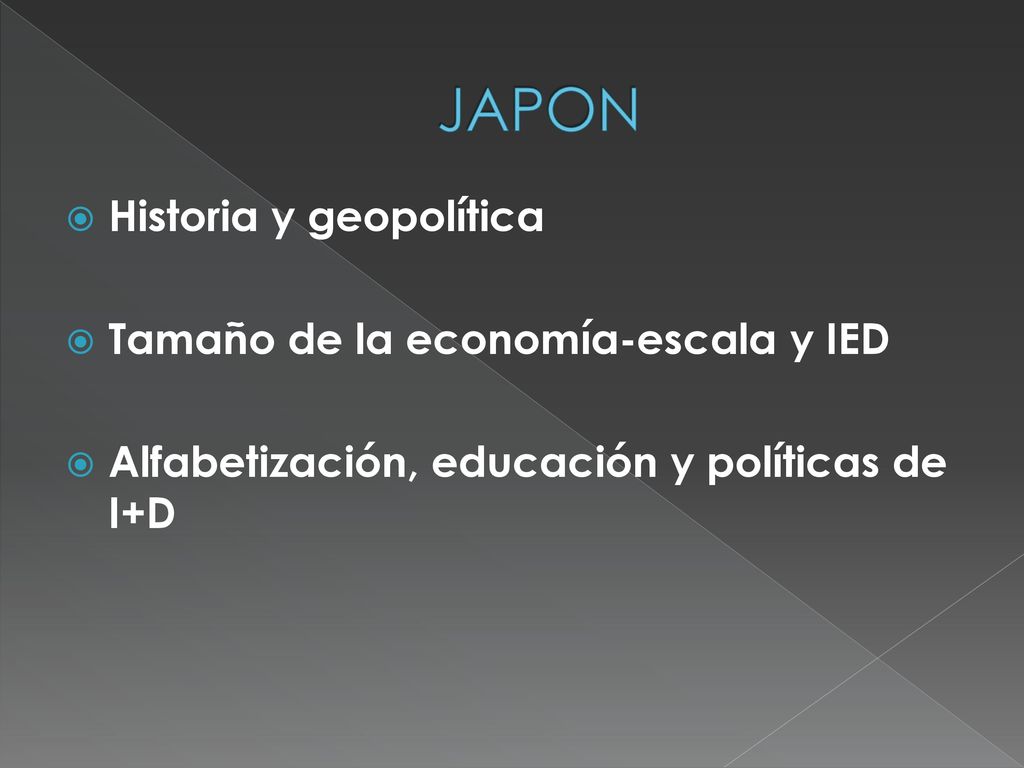 JAPON Historia y geopolítica Tamaño de la economía-escala y IED