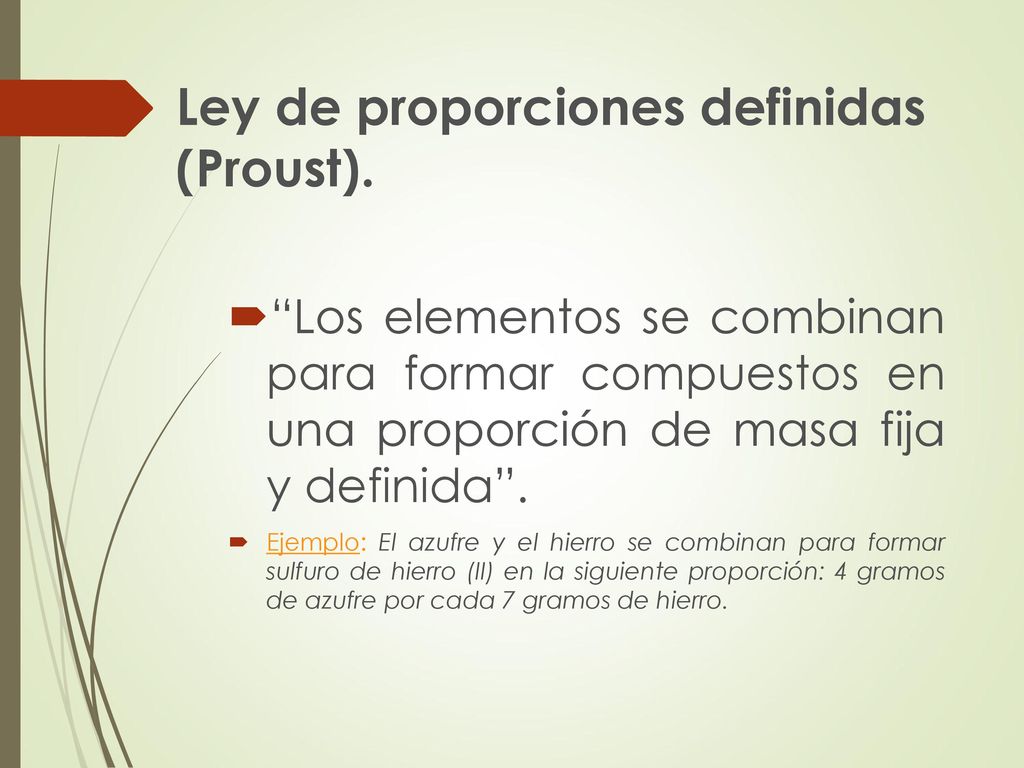 Ley De Las Proporciones Definidas O Constantes Ejemplos Nuevo Ejemplo 1874