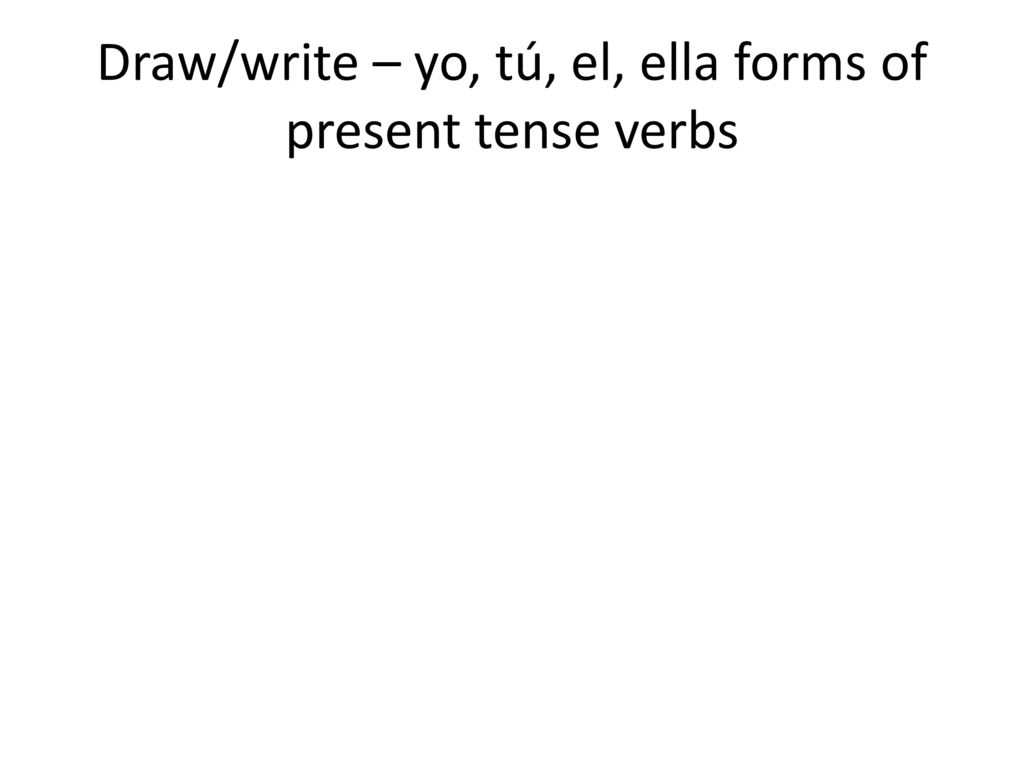 Draw/write – yo, tú, el, ella forms of present tense verbs