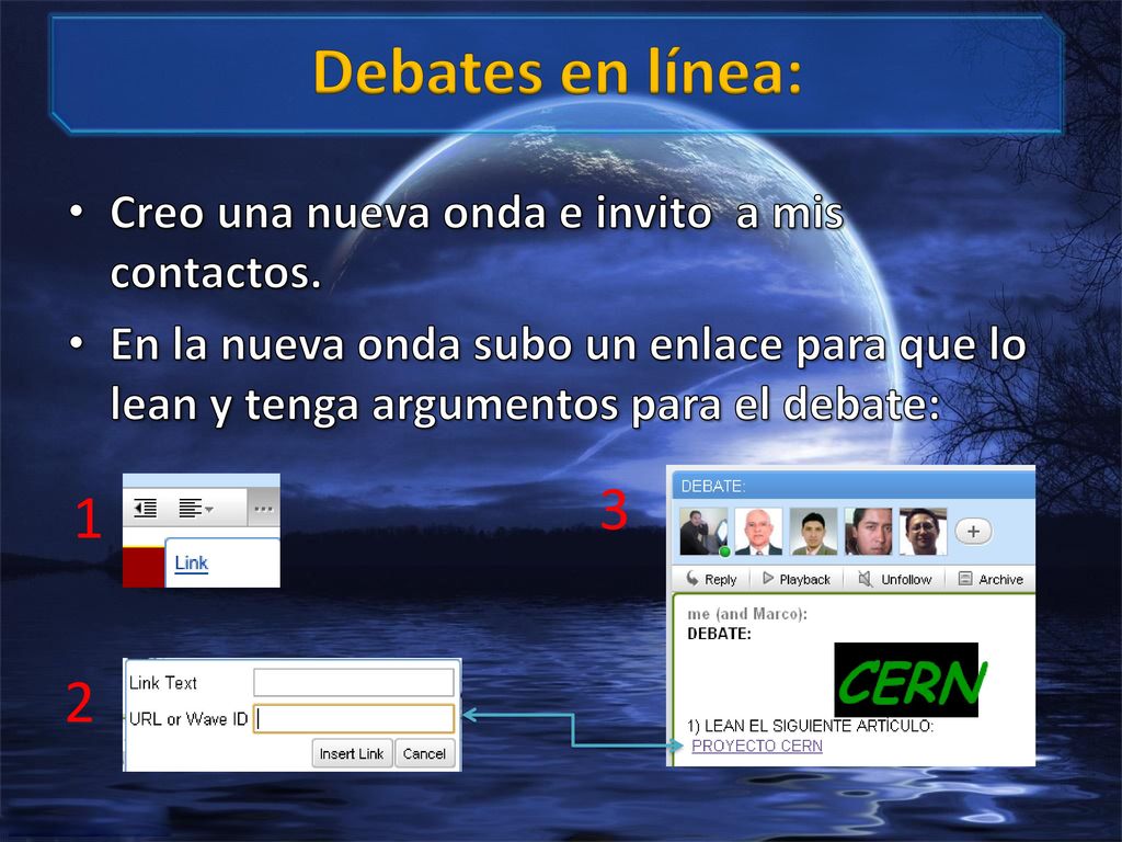 Debates en línea: Creo una nueva onda e invito a mis contactos.