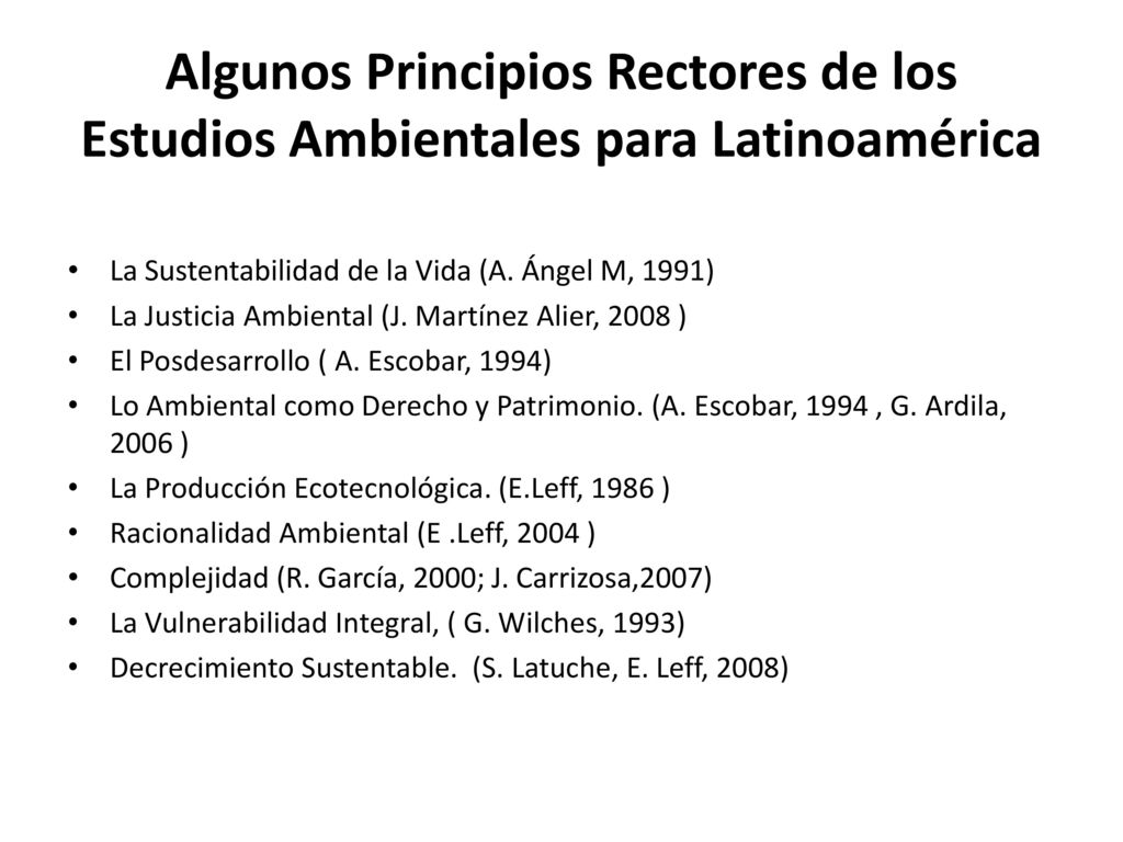 Algunos Principios Rectores de los Estudios Ambientales para Latinoamérica