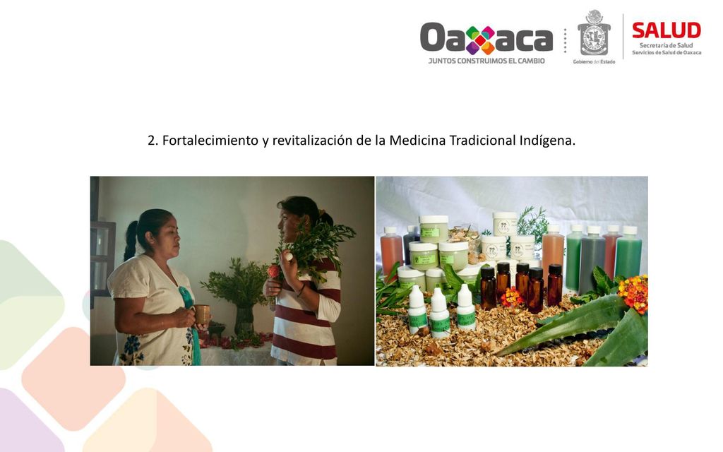 2. Fortalecimiento y revitalización de la Medicina Tradicional Indígena.
