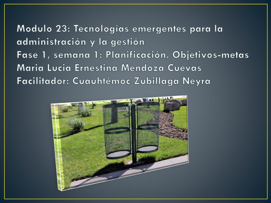 Modulo 23: Tecnologías emergentes para la administración y la gestión Fase 1, semana 1: Planificación.