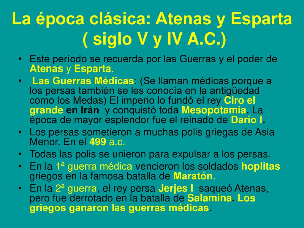 La época clásica: Atenas y Esparta ( siglo V y IV A.C.)