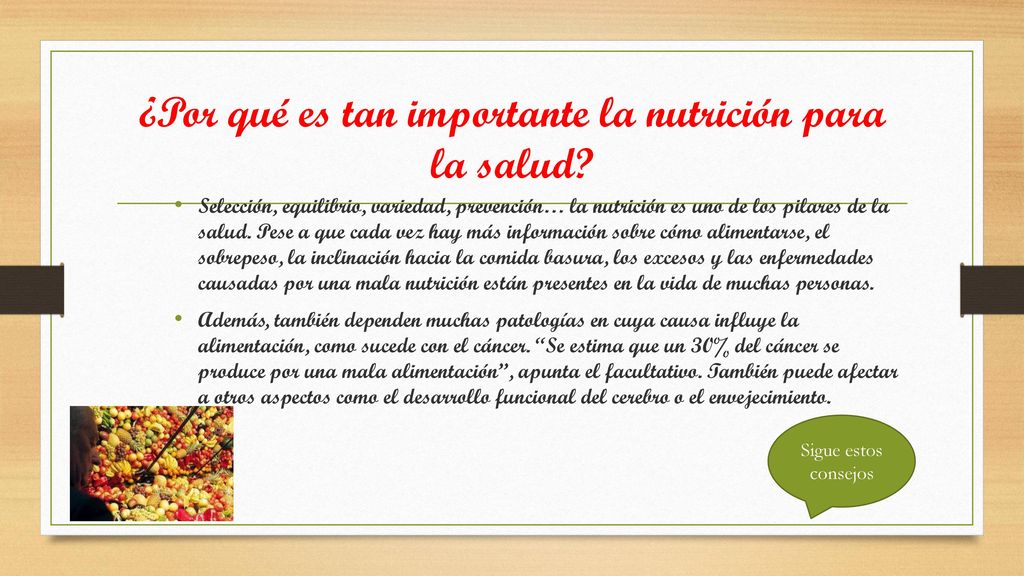 ¿Por qué es tan importante la nutrición para la salud