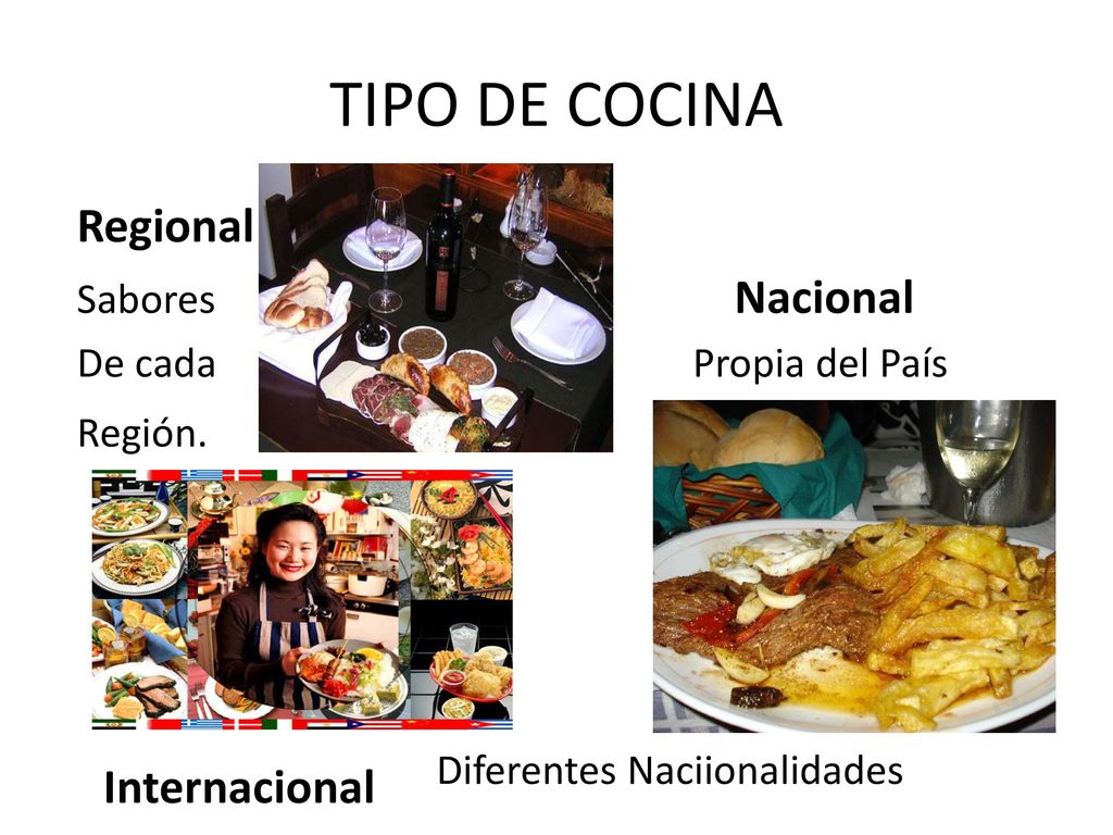 TIPO DE COCINA Regional Internacional Sabores Nacional
