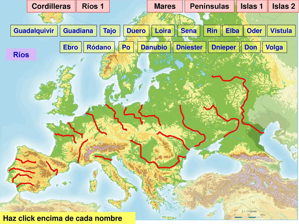 Cordilleras Ríos 1 Mares Penínsulas Islas 1 Islas 2 Ríos