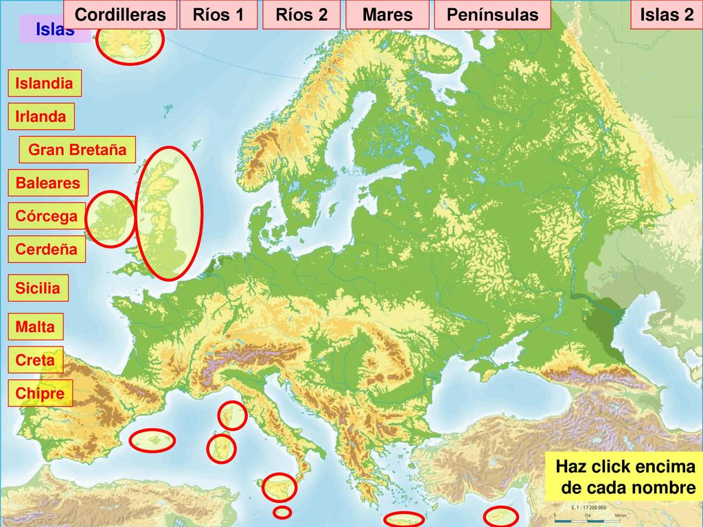 Cordilleras Ríos 1 Ríos 2 Mares Penínsulas Islas 2 Islas