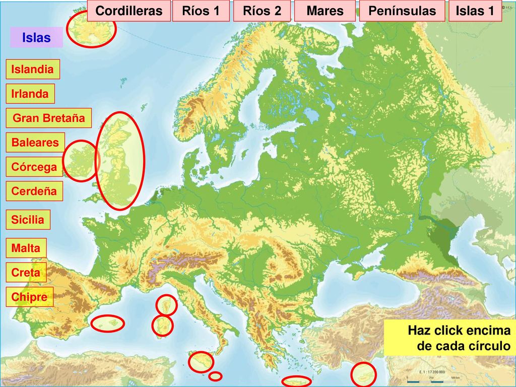 Cordilleras Ríos 1 Ríos 2 Mares Penínsulas Islas 1 Islas