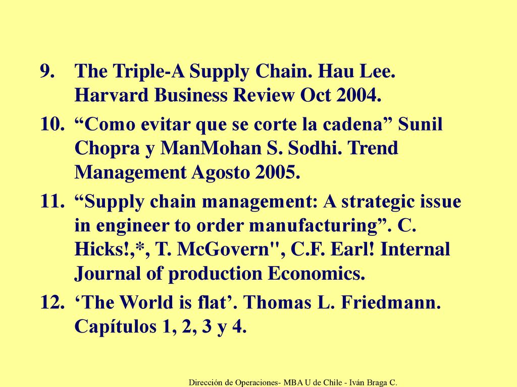 Dirección de Operaciones- MBA U de Chile - Iván Braga C.