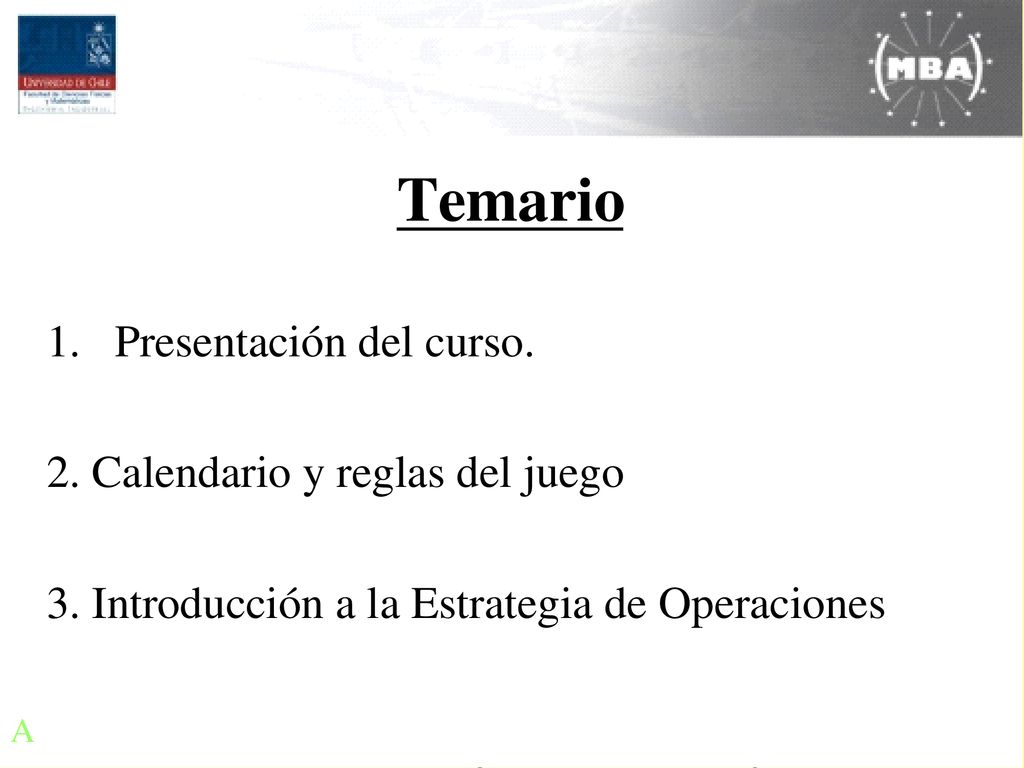 Dirección de Operaciones- MBA U de Chile - Iván Braga C.