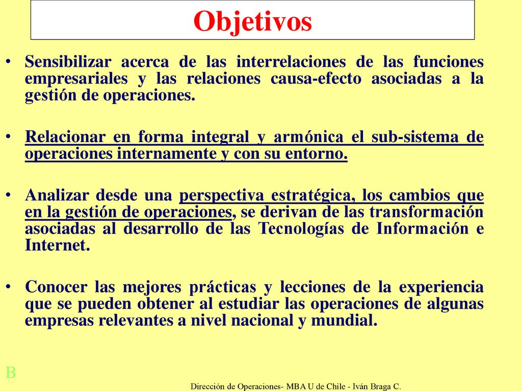 Dirección de Operaciones- MBA U de Chile - Iván Braga C.