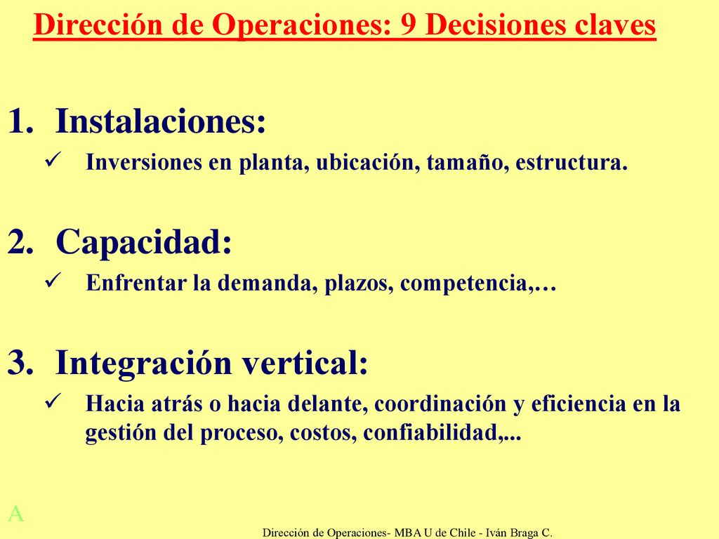 Dirección de Operaciones- MBA U de Chile - Iván Braga C.