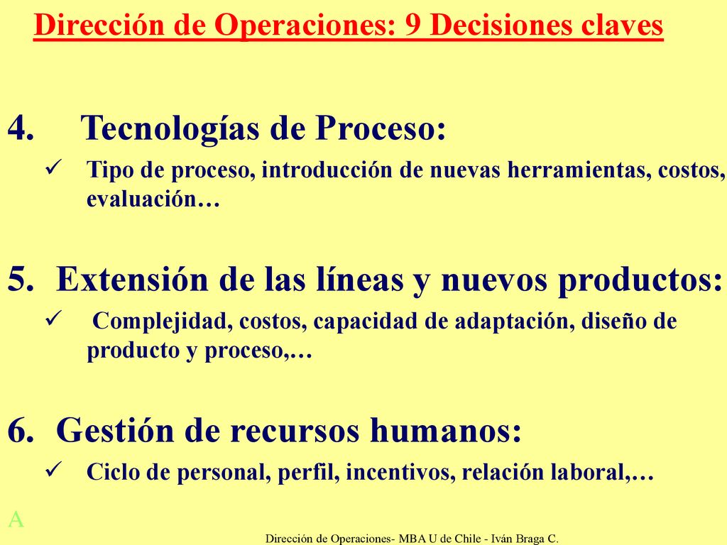 Dirección de Operaciones- MBA U de Chile - Iván Braga C.