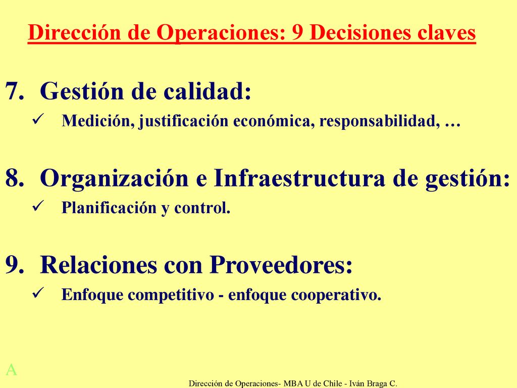 Dirección de Operaciones- MBA U de Chile - Iván Braga C.
