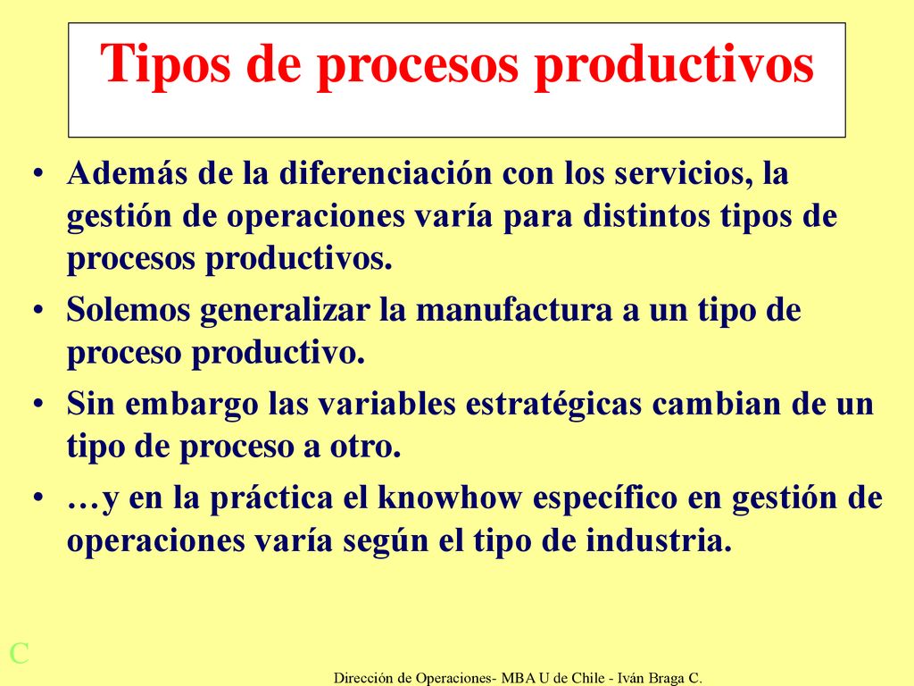 Tipos de procesos productivos