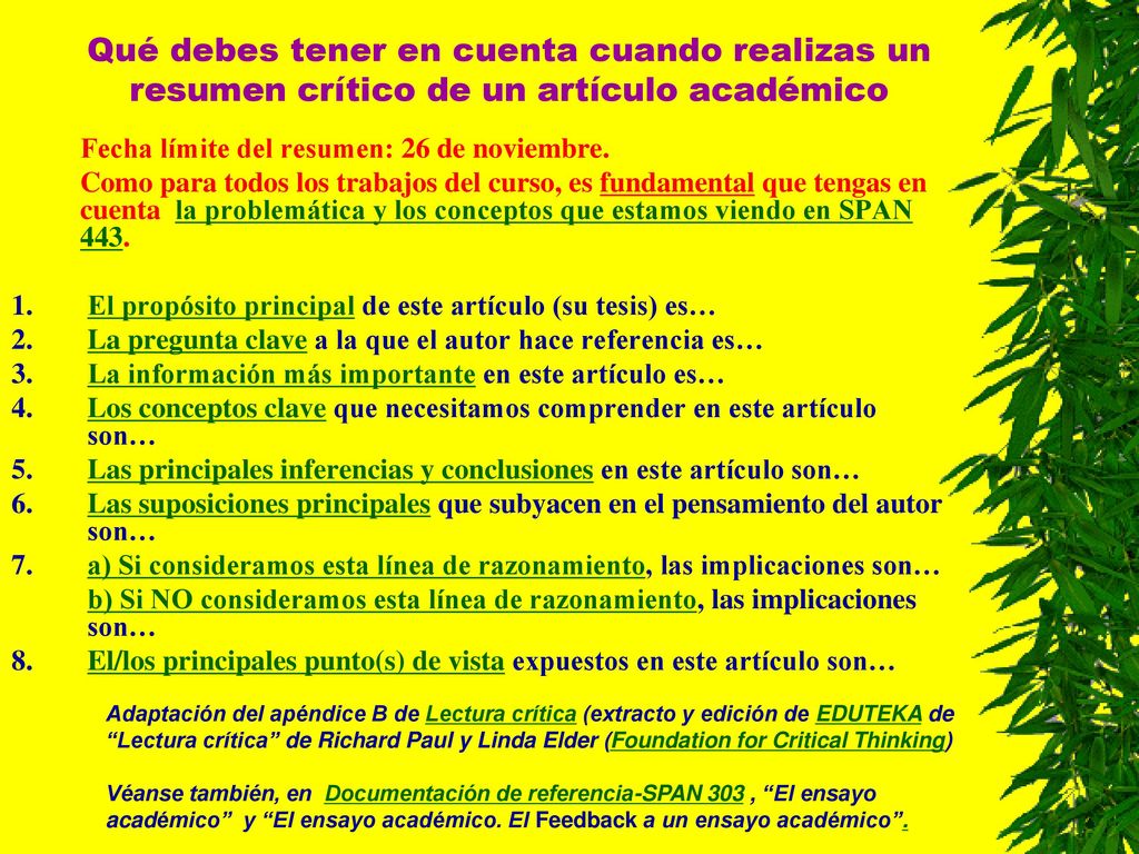 Qué debes tener en cuenta cuando realizas un resumen crítico de un artículo académico