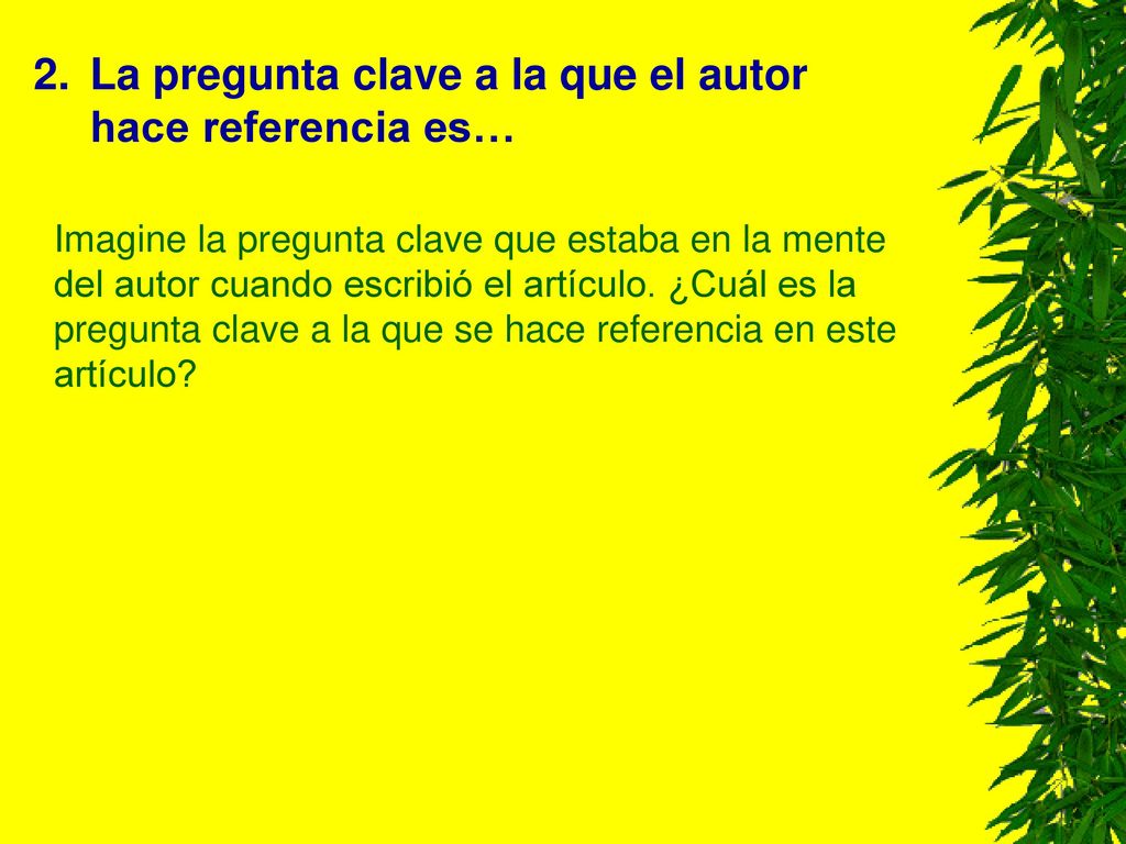La pregunta clave a la que el autor hace referencia es…
