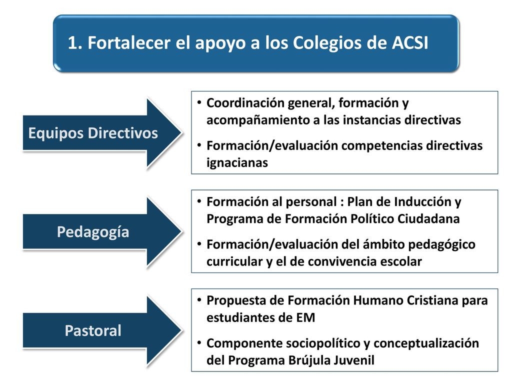 1. Fortalecer el apoyo a los Colegios de ACSI