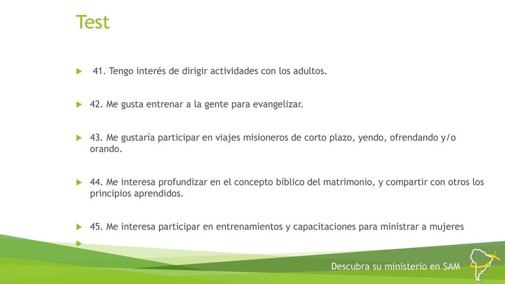 Test 41. Tengo interés de dirigir actividades con los adultos.