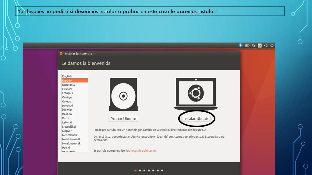 Ya después no pedirá si deseamos instalar o probar en este caso le daremos instalar
