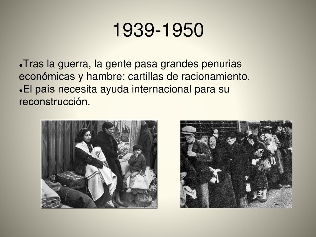 Tras la guerra, la gente pasa grandes penurias económicas y hambre: cartillas de racionamiento.