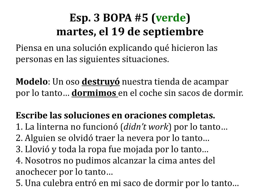 Esp. 3 BOPA #5 (verde) martes, el 19 de septiembre