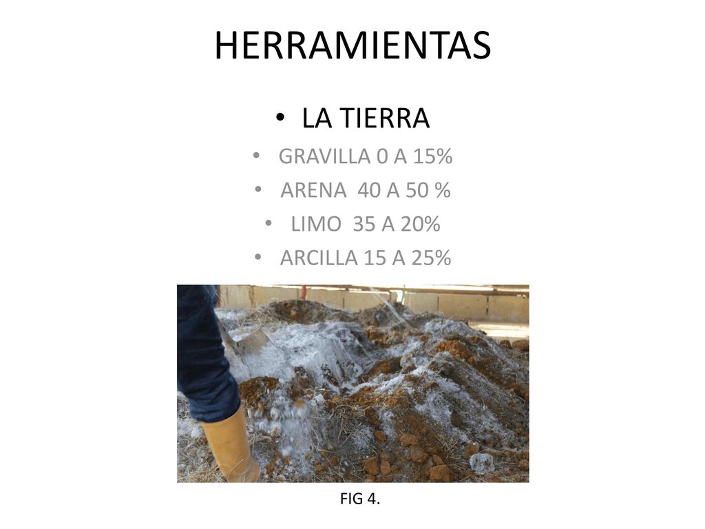 HERRAMIENTAS LA TIERRA GRAVILLA 0 A 15% ARENA 40 A 50 % LIMO 35 A 20%