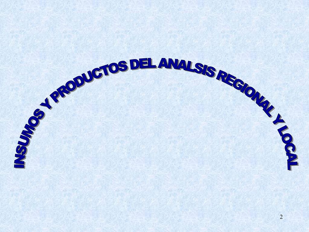 INSUMOS Y PRODUCTOS DEL ANALSIS REGIONAL Y LOCAL