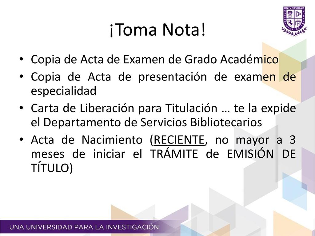 ¡Toma Nota! Copia de Acta de Examen de Grado Académico