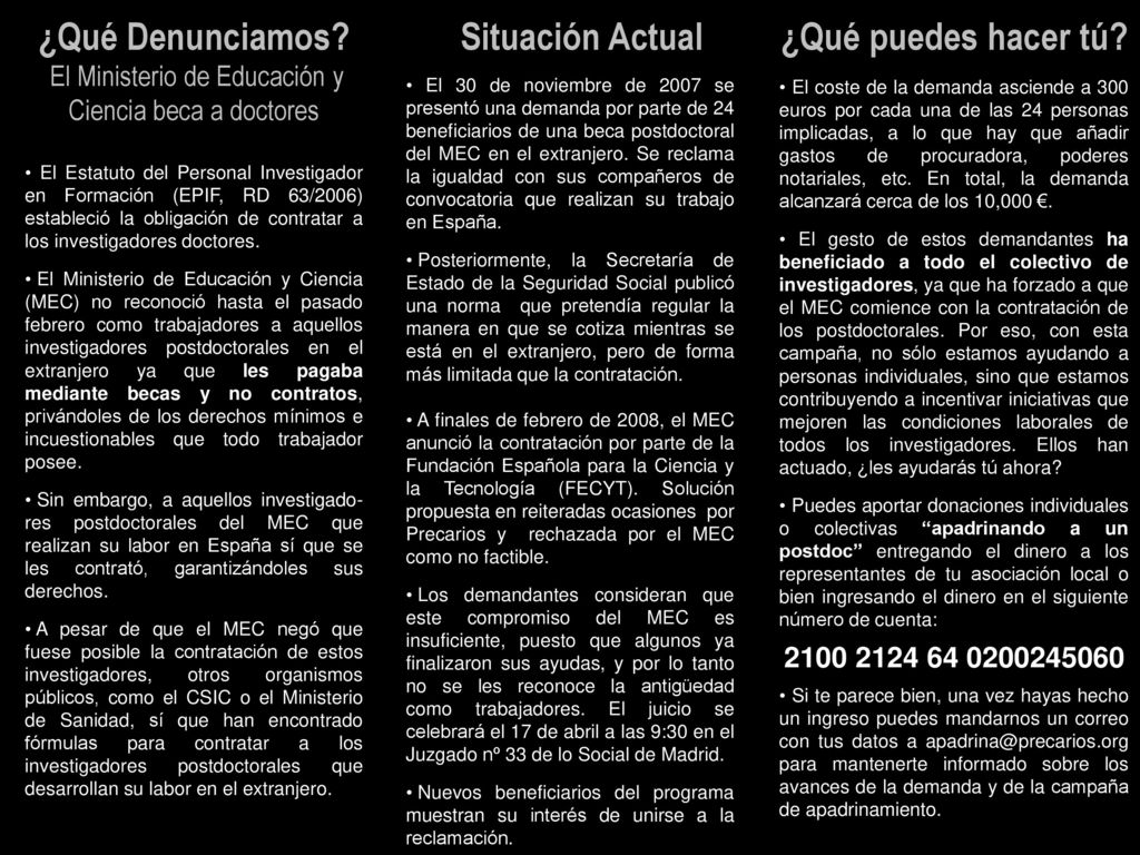 El Ministerio de Educación y Ciencia beca a doctores