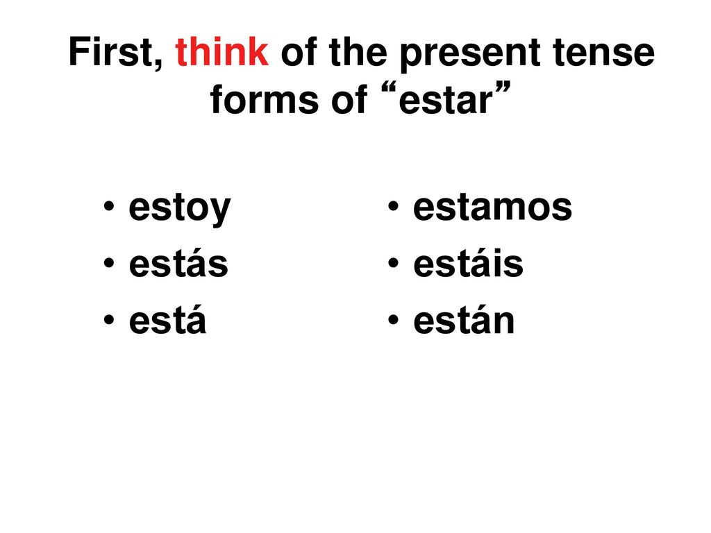 First, think of the present tense forms of estar