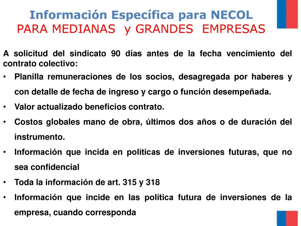 Información Específica para NECOL PARA MEDIANAS y GRANDES EMPRESAS