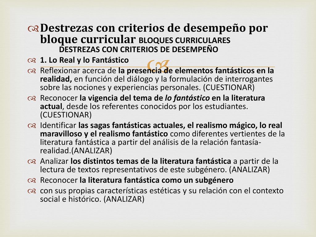 Destrezas con criterios de desempeño por bloque curricular BLOQUES CURRICULARES DESTREZAS CON CRITERIOS DE DESEMPEÑO