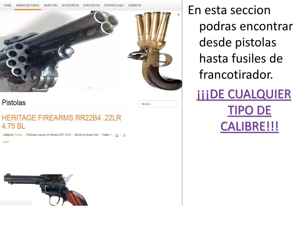 En esta seccion podras encontrar desde pistolas hasta fusiles de francotirador.