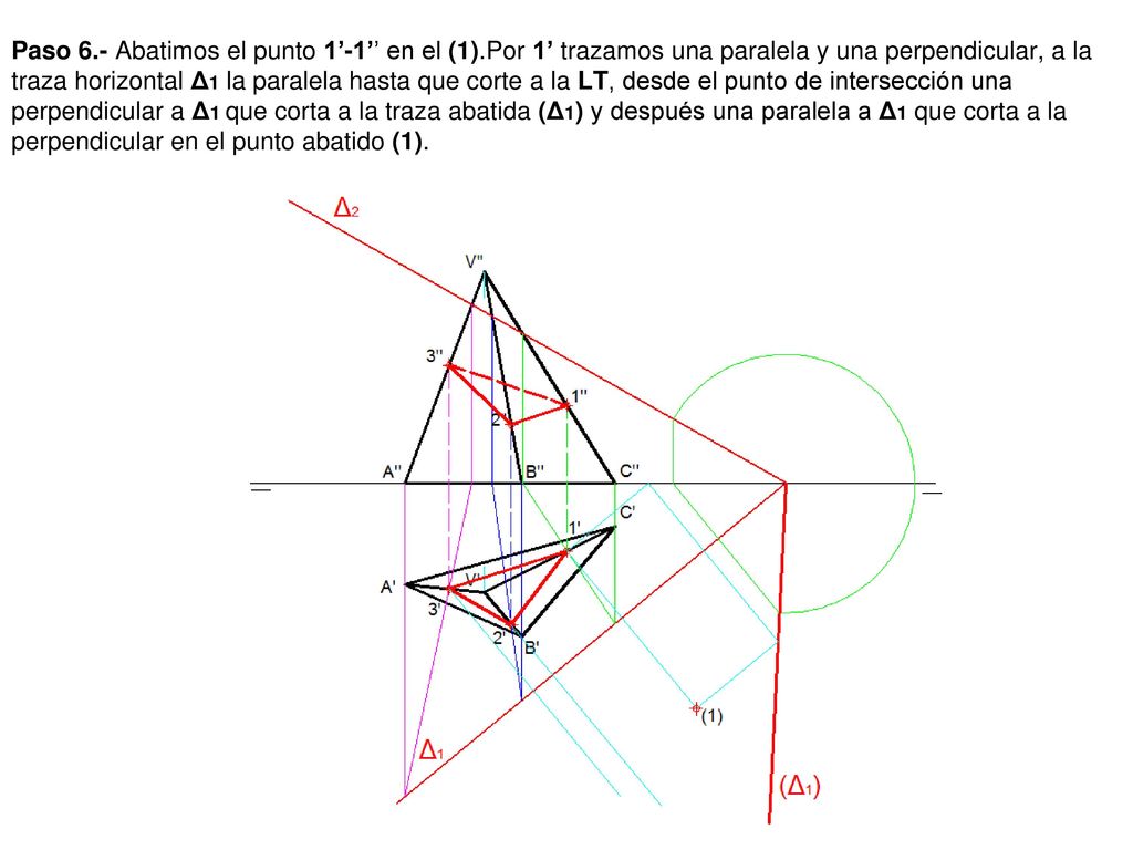 Paso 6. - Abatimos el punto 1’-1’’ en el (1)