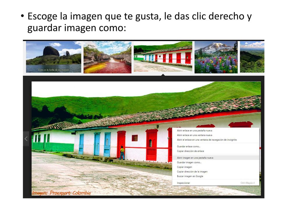 Escoge la imagen que te gusta, le das clic derecho y guardar imagen como: