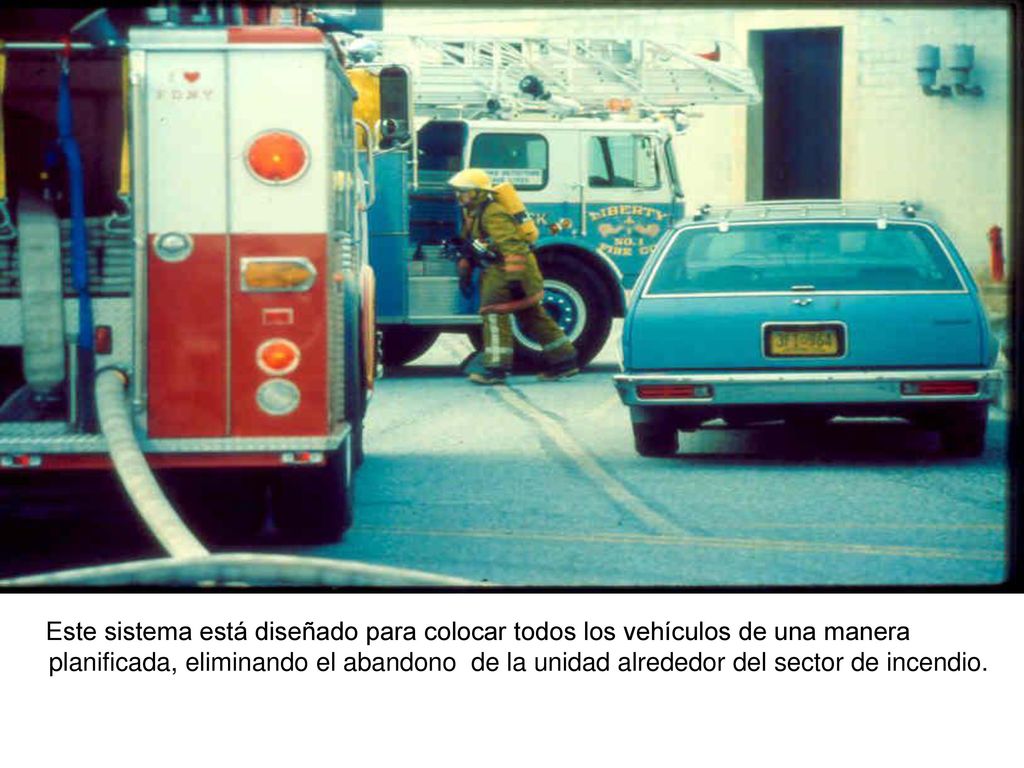 Este sistema está diseñado para colocar todos los vehículos de una manera planificada, eliminando el abandono de la unidad alrededor del sector de incendio.