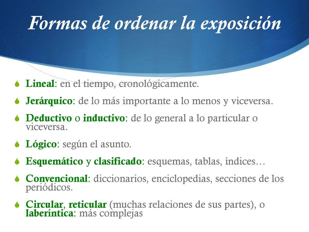 Formas de ordenar la exposición