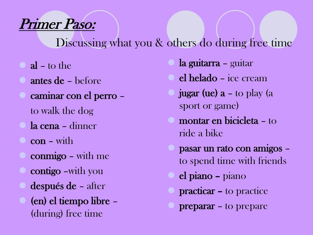 Primer Paso: Discussing what you & others do during free time