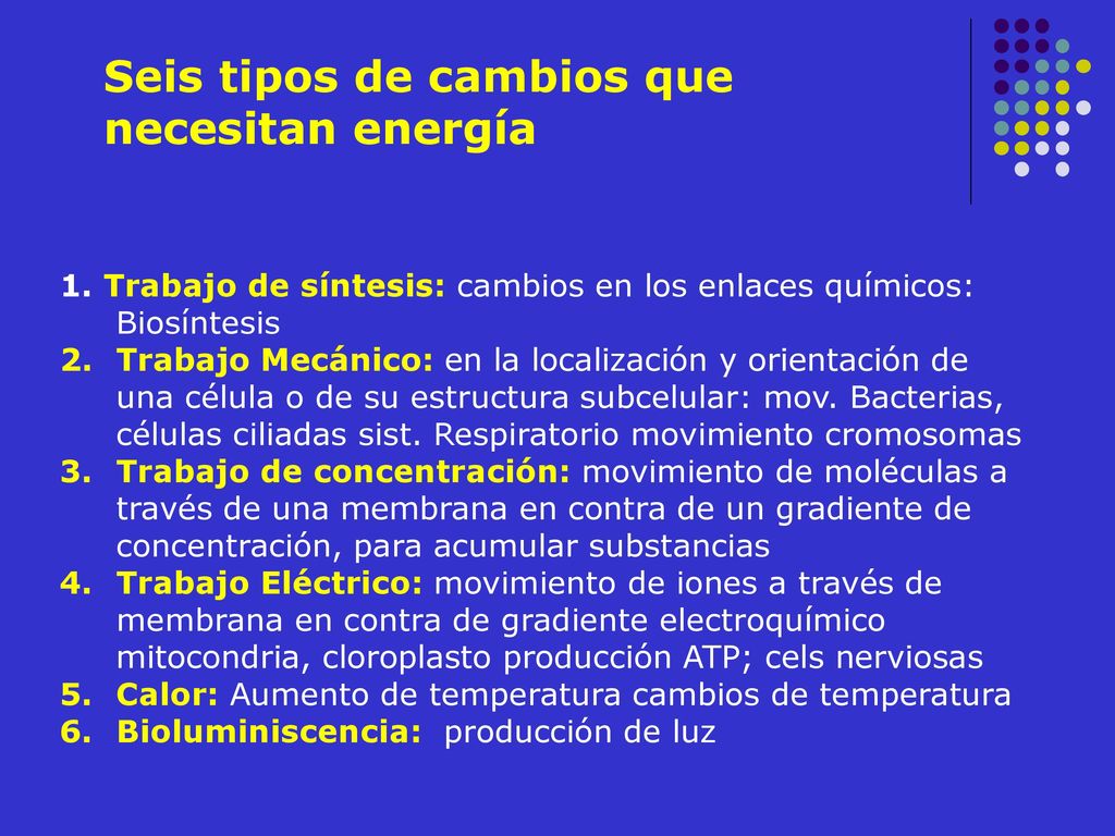 Seis tipos de cambios que necesitan energía