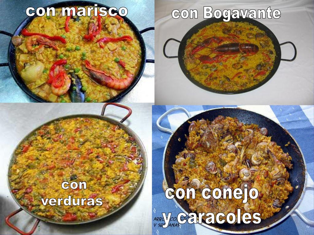 con marisco con Bogavante con verduras con conejo y caracoles