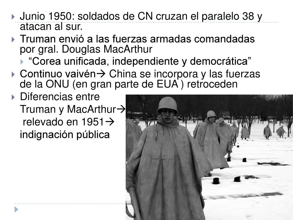 Junio 1950: soldados de CN cruzan el paralelo 38 y atacan al sur.
