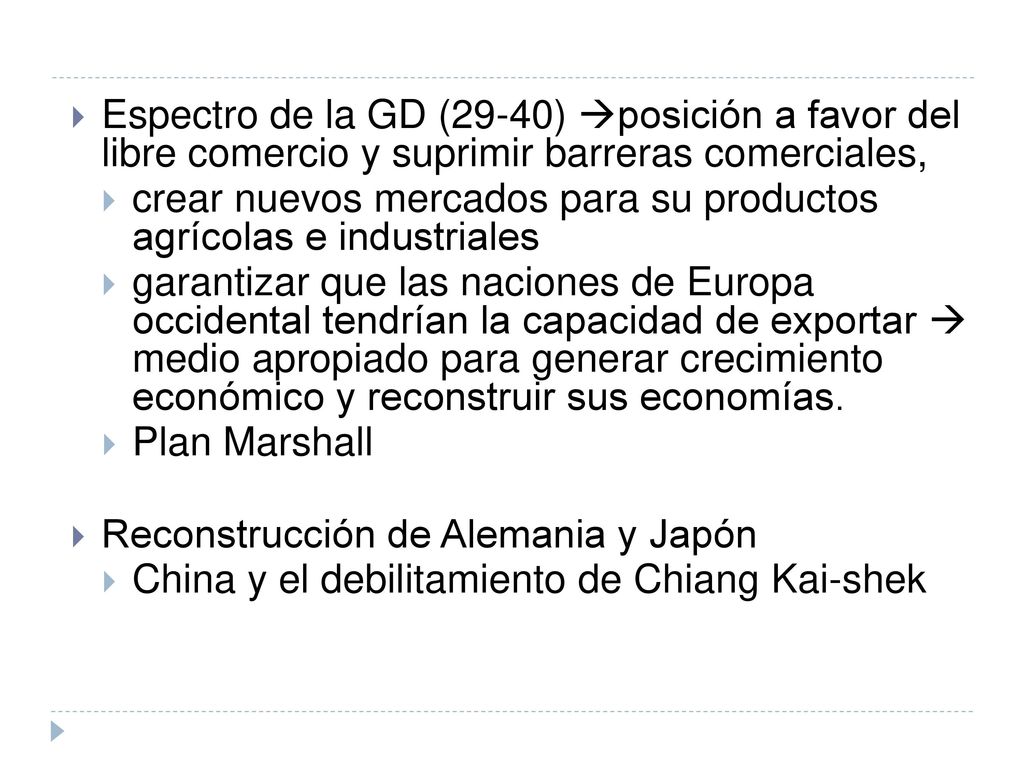 Espectro de la GD (29-40) posición a favor del libre comercio y suprimir barreras comerciales,