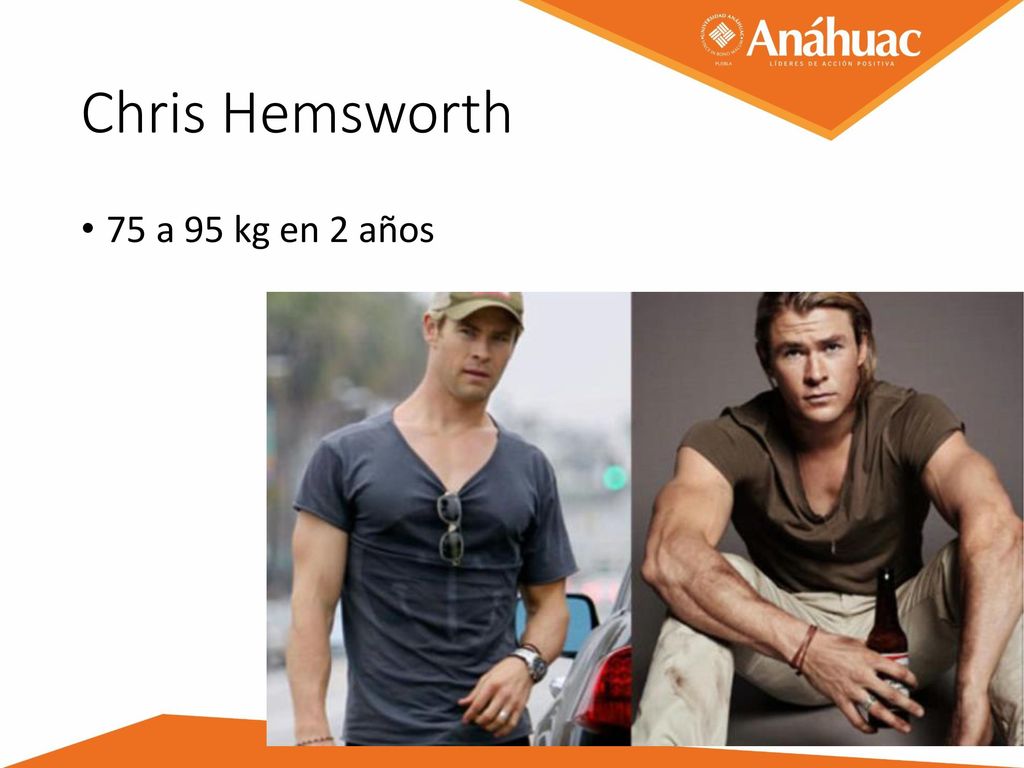 Chris Hemsworth 75 a 95 kg en 2 años